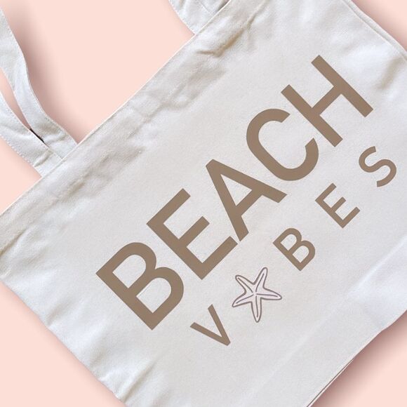 NWT Wool + Pepper Co. BEACH VIBES canvas Cotton Tote Bag - Picture 3 of 4